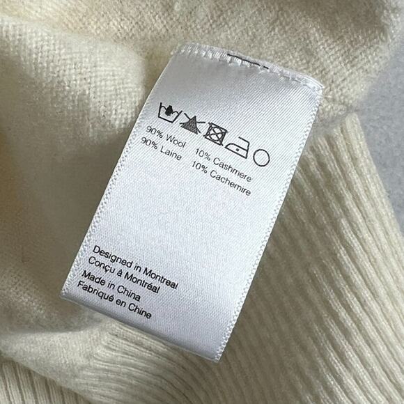 Naif Montreal Knit Sweater Womens M Ivory Wool Cashmere Blend Ribbed Trim Hi-Low - Picture 7 of 10